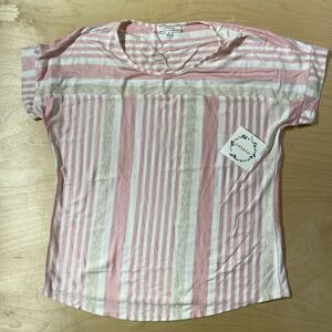 Corvia Pink and White Striped Top Medium (QT)